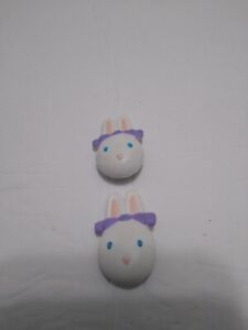 Vintage Easter Bunny Button Covers Pastel Lot Of 2 Spring Girls Dress Up 