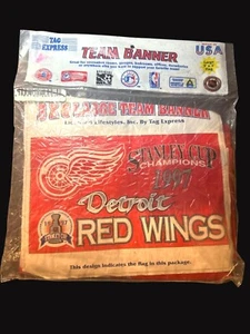 Detroit Red Wings 1997 Stanley Cup Champions 3x5 Team Banner Tag Express USA NOS - Picture 1 of 6