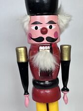 Vintage Nutcracker Classic Toy Soldier Christmas -may be Erzgebirge 14" Real Fur