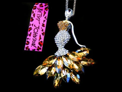 Betsey Johnson Champagne Elegante Dama Plata Colgante Collar Broche Bolsa de Regalo Gratis Foto 1 de 4
