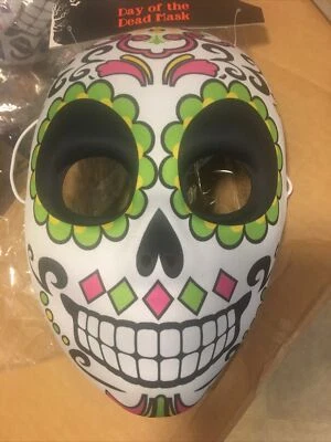Day Of The Dead  Skull Mask Halloween Green Pink Yellow Black White Men Girl - Image 1 of 3