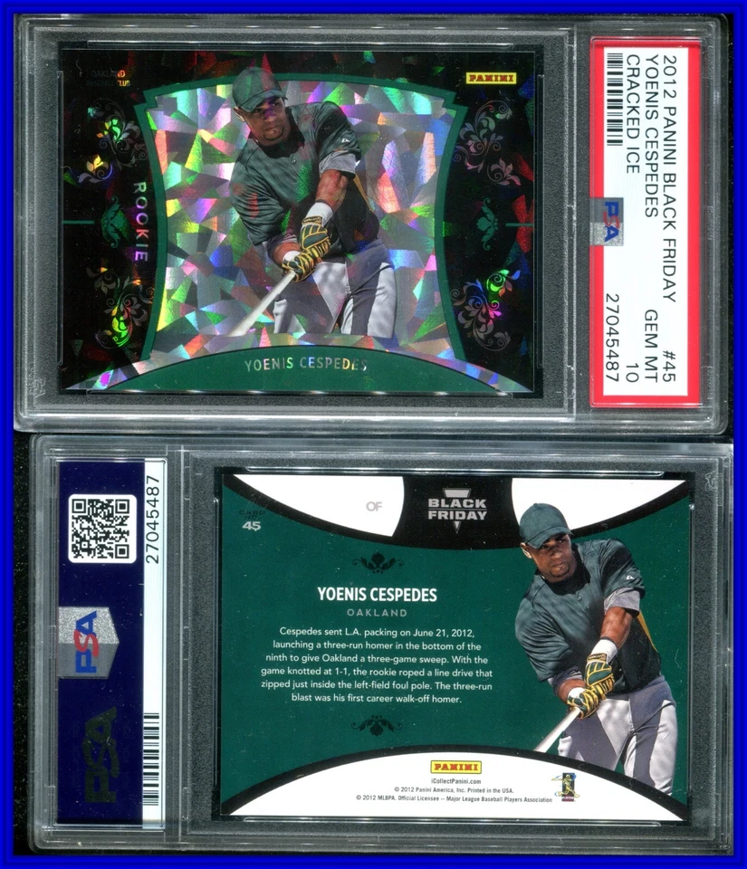 PSA 10 2012 Panini Black Friday Cracked Ice Yoenis Cespedes RC PR /25 POP1 - Image 1 of 1