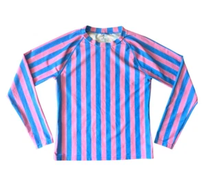 Crewcuts x SZ Blockprints Pink Blue Striped Rash Guard Girls 12 Youth J Crew - Picture 1 of 7