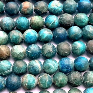 Matte Blue Apatite Round Teal Blue Green 10mm Semi Precious Stone Beads 1 Strand - Picture 1 of 2