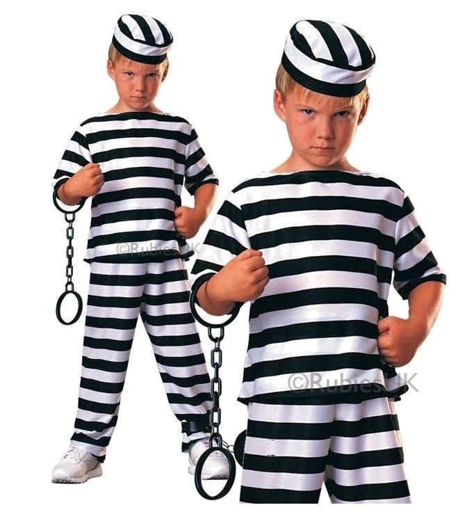 Boys PRISONER BOY Convict Rebel Kids Fancy Dress Costume Age 3-10 - Image 1 of 1