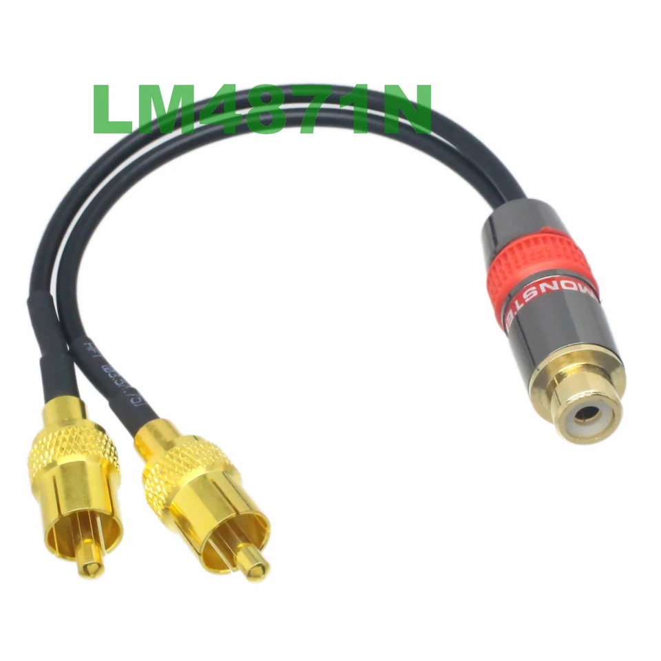 Phono AMP audio cable RCA splitter Y speaker 1 female to 2 plug 1F2M RG174 15cm - Image 1 of 1