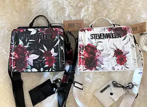 Steve Madden BEVELYN Floral DT625665 Satchel Crossbody Bag White Black NWT - Picture 1 of 26