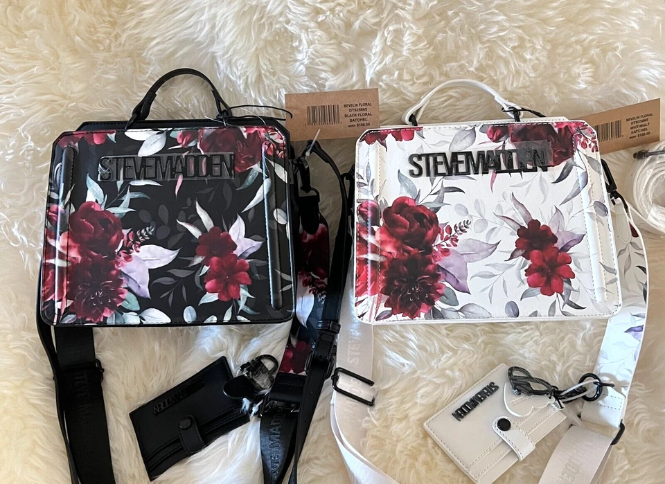 Bolso Bandolera Steve Madden BEVELYN Floral DT625665 Blanco Negro Nuevo con Etiquetas Foto 1 de 3