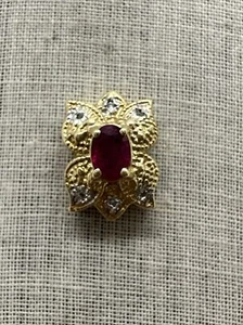 Vintage Style Richard Klein Ruby & Diamond Slide Charm 14k Two-Tone Gold 3.3g - Picture 1 of 3