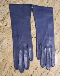 ¡Nuevo! Guantes formales formales de cuero suave azul talla M 7 para mujer de 11" Italia - Imagen 1 de 12