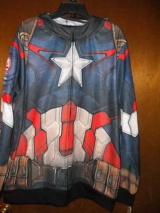 Marvel Comics Captain America Zipper Mask Helmet Hoodie hooded NWT M-2XL Men's - Picture 1 of 3