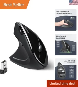 Wireless Ergonomic Left-Handed Vertical Mouse - 6 Buttons, 3 Adjustable DPI - Picture 1 of 10