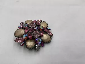 VINTAGE REGENCY MULTI-COLOR PINK BROOCH GORGEOUS - Picture 1 of 5
