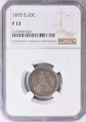 1875-S NGC F12 20 Cent Piece - Image 1 of 2