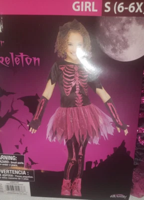 Disfraz de Halloween para niña Funworld brillo esqueleto púrpura talla pequeña (6-6X) Foto 1 de 2
