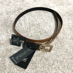 INC International Concepts Reversible Wood Buckle Belt Women's S Cognac/Black - Picture 1 of 3