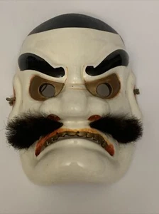 MASCHERA GUERRIERO SAMURIA GIAPPONESE VINTAGE IN CERAMICA. AUTENTICA CERAMICA GIAPPONESE FATTA A MANO - Foto 1 di 12