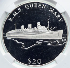 2000 LIBERIA Cruise Ship R.M.S. QUEEN MARY Boat Proof Silver $20 NGC Coin i86672 - Picture 1 of 5