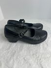 Dansko Savanna Mary Jane Clogs Shoes Black Embroidered Floral Leather Size 7