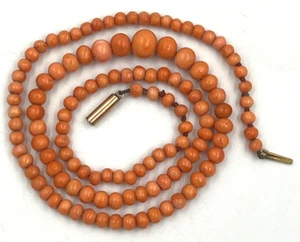 Antique Victorian 9CT Barrel Clasp Angel Skin Coral Graduated Choker Necklace - Picture 1 of 11