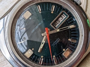 Vintage 1960's Wedgefield II Day-Date Dress Watch w/Bluish Green Dial,268N Mvmt - Picture 1 of 17