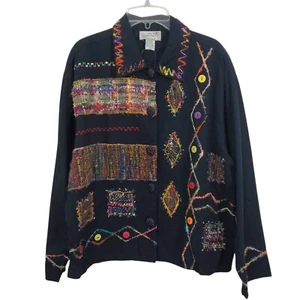 Chaqueta De Colección New Directions Mixed Media Boho Lagenlook Lino Artístico Nueva Con Etiquetas Grande - Imagen 1 de 11