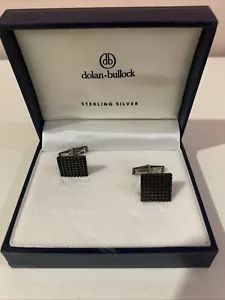 VINTAGE ESTATE DOLAN-BULLOCK DB ARGENTO STERLING GEMELLI QUADRATI TESTURIZZATI NUOVI CON SCATOLA - Foto 1 di 11