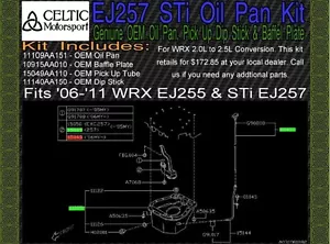 Genuine Subaru OEM Oil Pan Kit w/ Pick Up Baffle Plate & Dip Stick STi WRX EJ257 - Bild 1 von 1