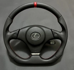 LEXUS IS300 IS200 SC300,400 M/T FLAT BOTTOM PISTOL GRIP Leather Steering Wheel - Picture 1 of 8