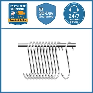 10-Pack Heavy Duty 8-Inch Stainless Steel Meat Hooks for Butchers and Hunters - Picture 1 of 10