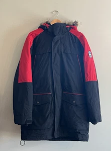 LANDS END Herren Expedition Wasserdicht Daunen Kapuze Parka Jacke Mantel Schwarz Rot M - Bild 1 von 7