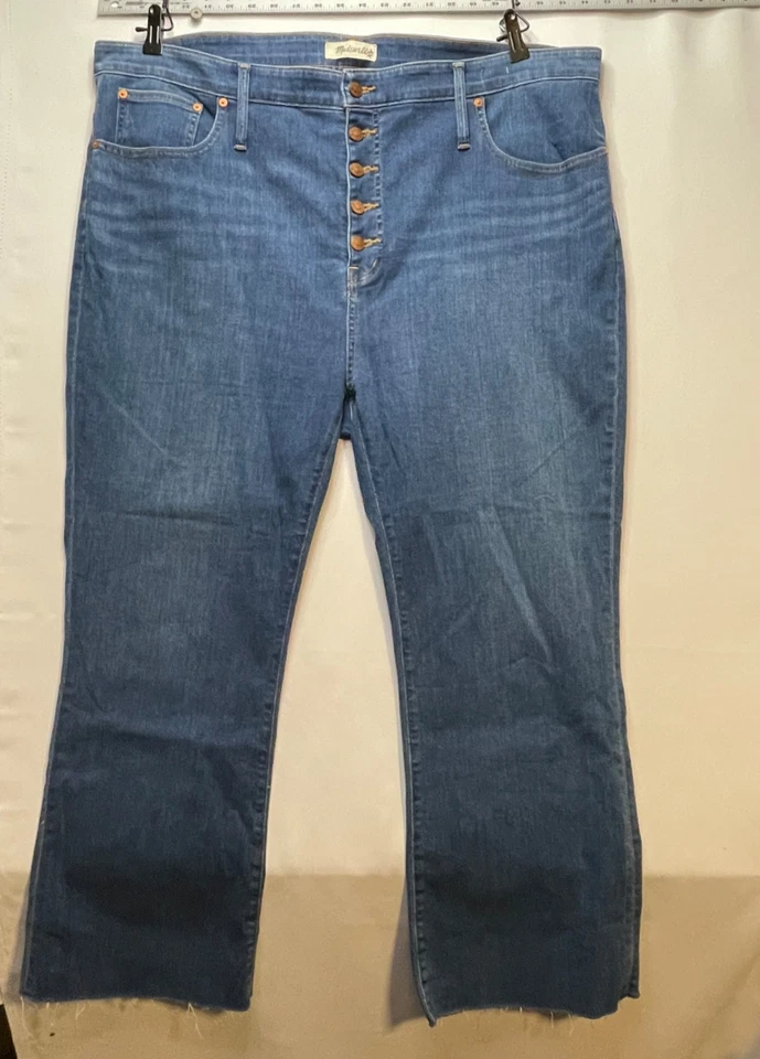 Madewell Vaqueros Mujer 36 45 x 28 Cali Demi-Bota Botón Mosca Sin Dobladillo Plus Azul Foto 1 de 4