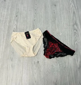 2 Piece Briefs Size M/L 10/12 Black Lace And Seamless Beige New - Picture 1 of 5