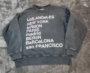 Anine Bing Sweatshirt Womens Small Gray City Love Long Sleeves - Picture 1 of 12