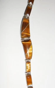 PULSERA DE PLATA ESTERLINA 950 MÉXICO PIEDRA OJO DE TIGRE 26 GRAMOS VINTAGE - Imagen 1 de 7