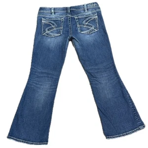 👖🤠 SILVER JEANS Distressed Bootcut Cowboy Jeans | Herren 34/30 Blau Bleach Y2K - Bild 1 von 4