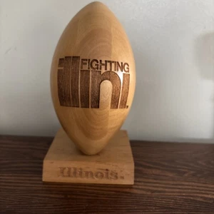 GridWorks  Etched Wood Football Fighting Illini Illinois - Picture 1 of 7