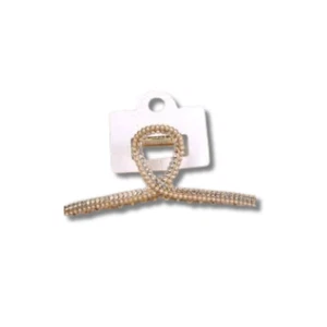 Clip de garra de pelo con moño de diamantes de imitación - horquilla de cristal brillante dorado para un estilo elegante - Imagen 1 de 4