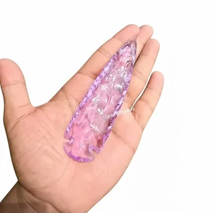 3-6Inch Pink Kunzite Glass Arrowhead Spearhead Handcrafted Healing Crystal Decor - Picture 1 of 7