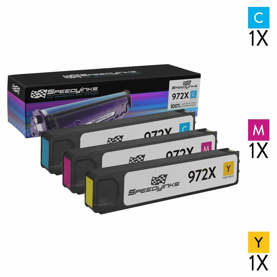 Speedy Compatible 3PK HP 972X HY Color Ink Cartridge Set: Cyan Magenta Yellow - Image 1 of 4