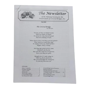 The Newsletter National Society for Preservation of Covered Bridges Fall 2018 - Imagen 1 de 2