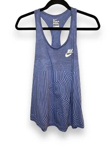 Nike RUN Athletic Tank Damen M blau gestreift Dri-Fit Racerback ärmelloses Oberteil - Bild 1 von 6