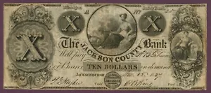 1837 Jackson County Bank, Jacksonburgh, Michigan $10 Note No.25 215-G8 (60524) - Picture 1 of 2