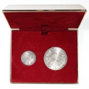 1964 Japan 1000 Yen & 100 Yen Tokyo Olympics with case BU Silver Coins - Picture 1 of 3