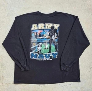 Army vs navy Mens Size 2XL VTG Hanes Graphic Print Longsleeve football t-shirt  - Picture 1 of 6