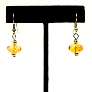 Orange AB Kristall funkelnd facettiert einzelne Perle Tropfen Hänger Haken Ohrringe - Bild 1 von 14