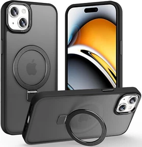 iPhone 15 Case Magnetic MagSafe Kickstand Shockproof Translucent Matte Black - Picture 1 of 3