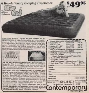 1979 Vintage Print Ad Contemporary Marketing The Original Velveteen Air Bed - Picture 1 of 2