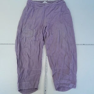 SAHARA TROUSERS 3 12 LILAC WOMENS ELASTIC WAIST LINEN BLEND RALAXED TAPERED - Picture 1 of 12