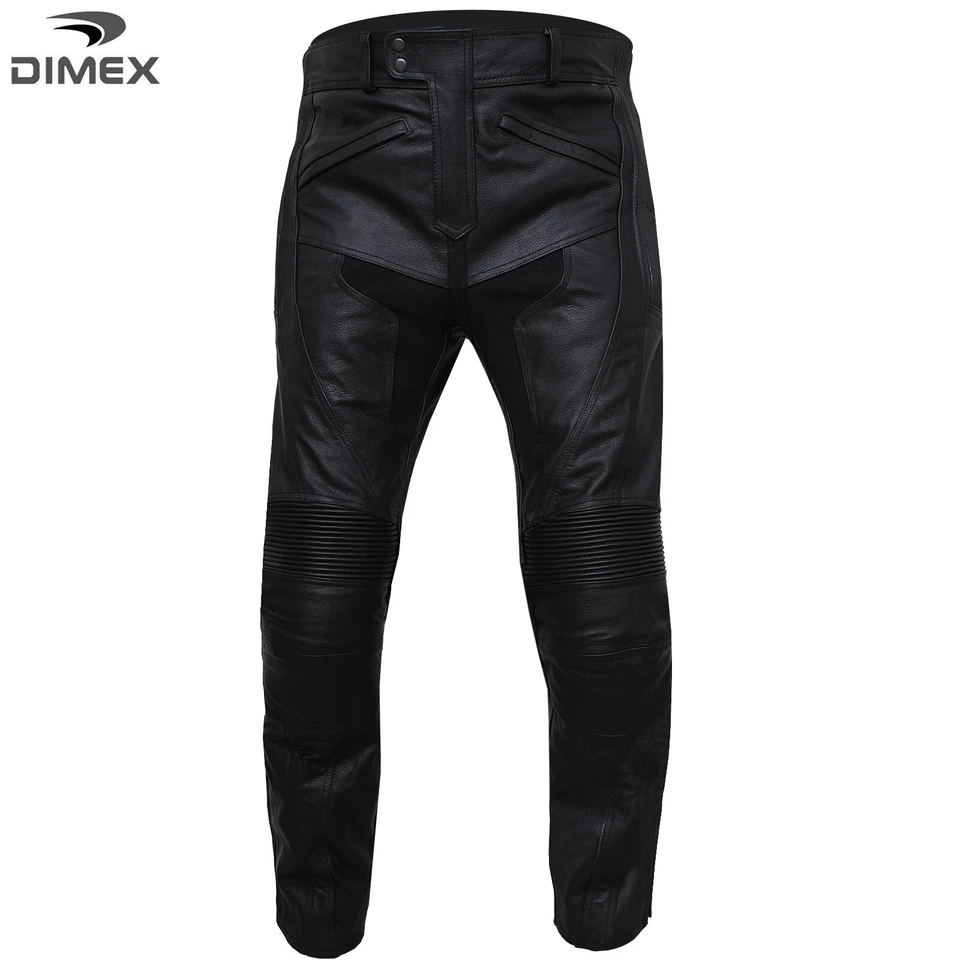 Mens Leather Motorcycle Trousers Sports Biker Motorbike Racing CE Armoured Pants - Image 1 of 2